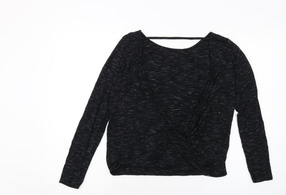 Back view of Missguided women’s black polyester basic blouse, size UK 14, round neck