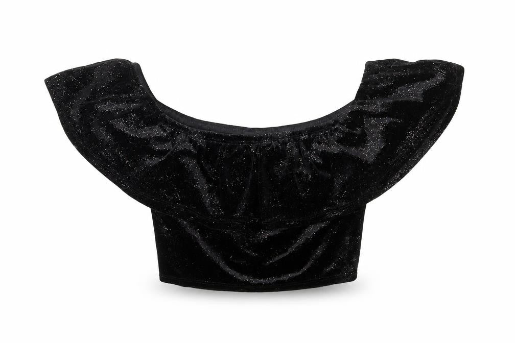 Miss Selfridge Womens Black Polyester Cropped Blouse Size 8 Round Neck
