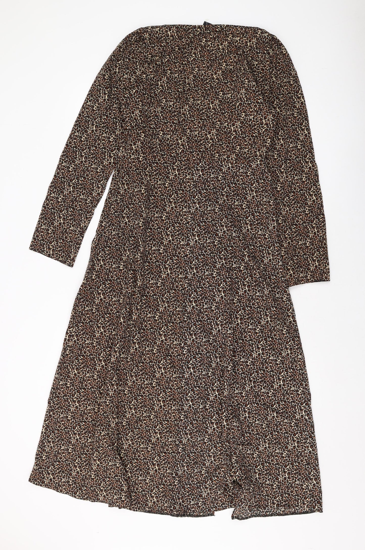 ASOS Womens Brown Animal Print Polyester A-Line Size 10 Square Neck Zip