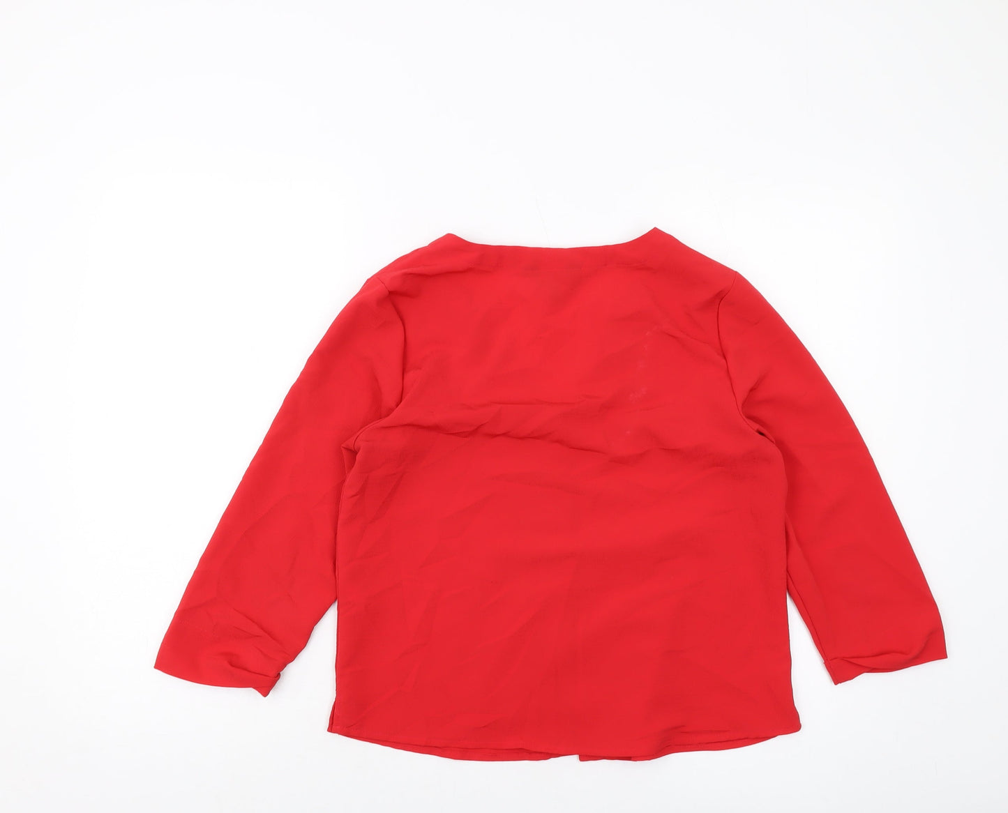 New Look Womens Red Polyester Basic Blouse Size 10 V-Neck