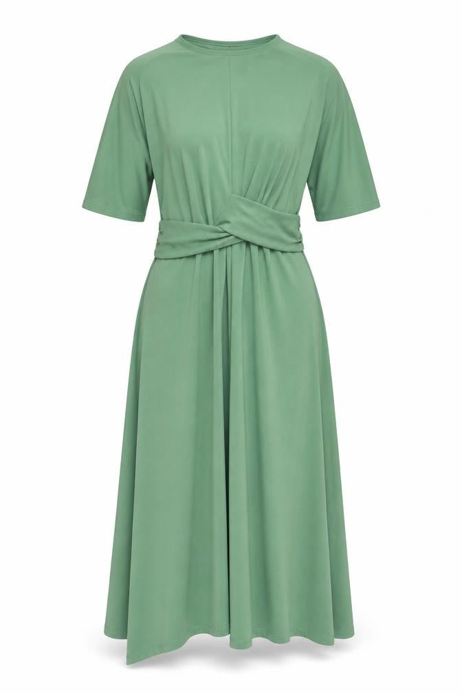 Topshop Womens Green Polyester A-Line Size 8 Round Neck Pullover