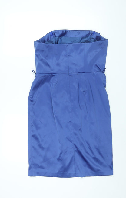 Bravissimo Womens Blue Polyester Shift Size 14 Square Neck Zip