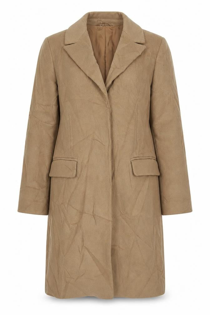 Marks & Spencer Womens Beige Overcoat Coat Size 8 Snap