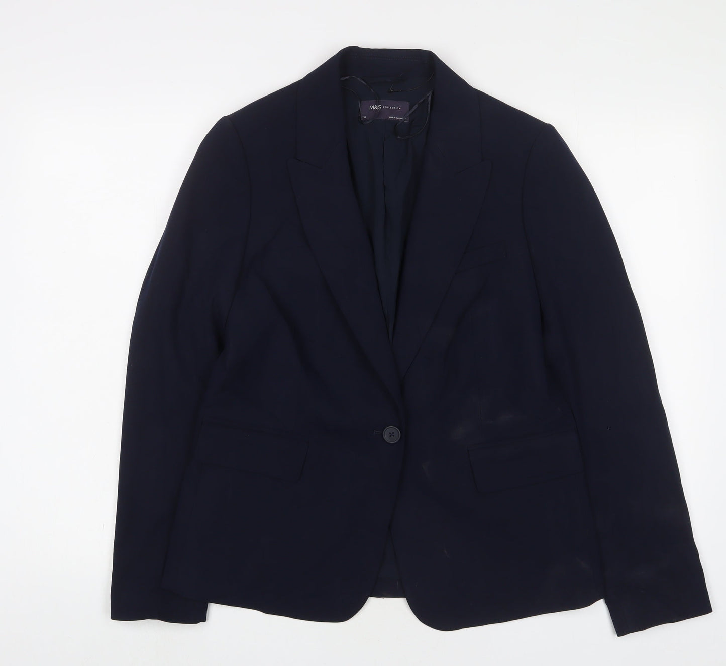 Marks and Spencer Womens Blue Jacket Blazer Size 10 Button