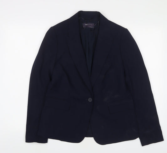 Marks and Spencer Womens Blue Jacket Blazer Size 10 Button