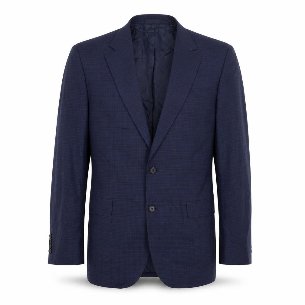 Marks & Spencer Mens Blue Plaid Polyester Jacket Suit Jacket Size 42 Regular