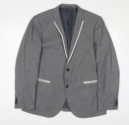 Next Mens Grey Polyester Jacket Suit Jacket Size 44 Regular