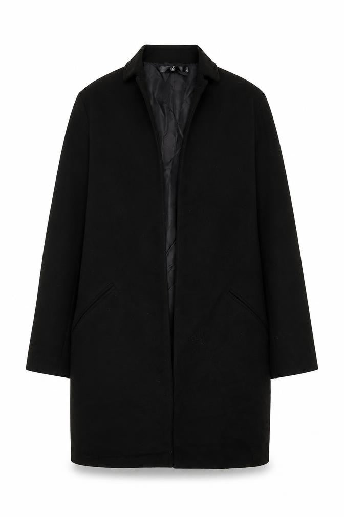 Marks & Spencer Womens Black Overcoat Coat Size 8 - Open
