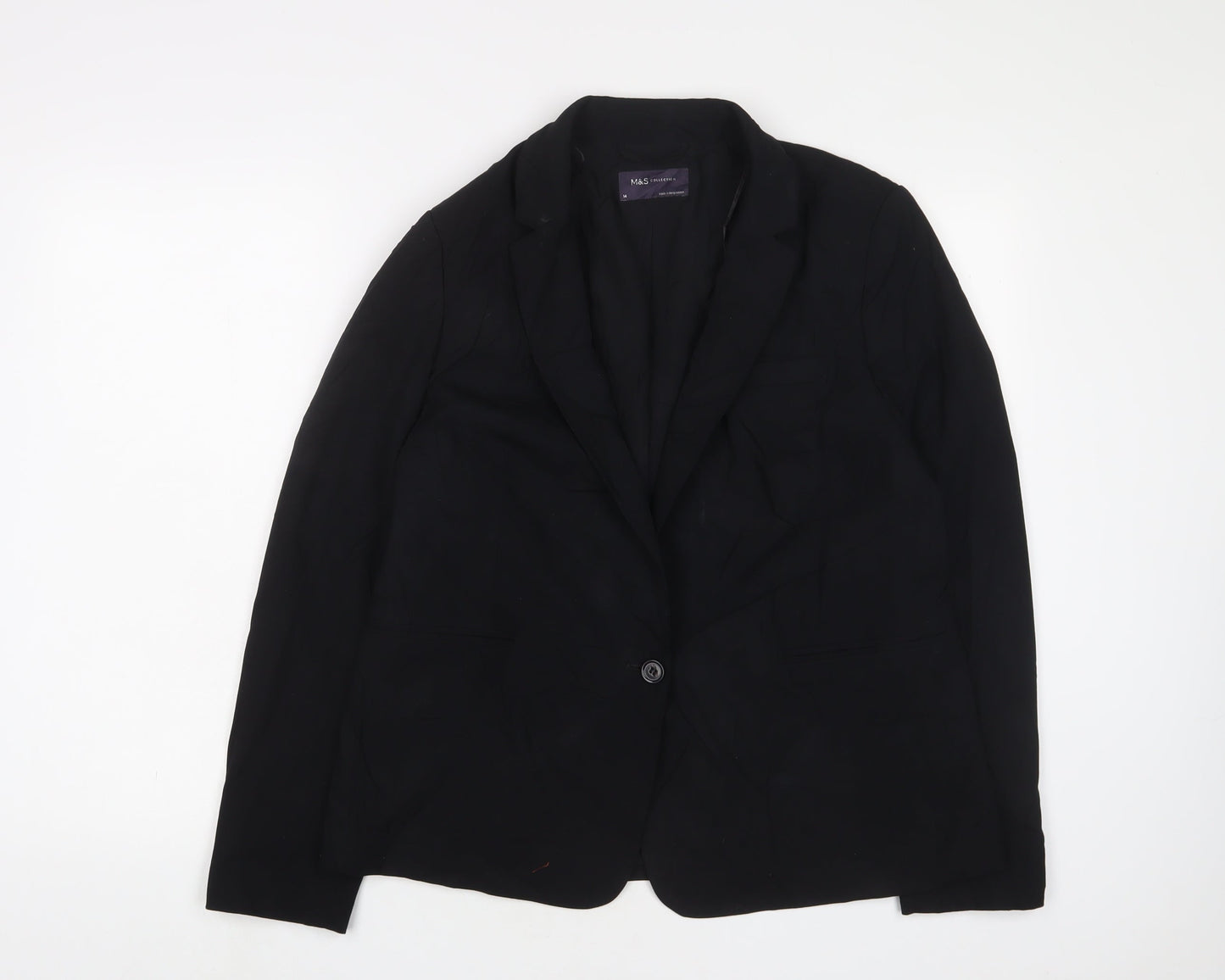Marks and Spencer Womens Black Jacket Blazer Size 14 Button