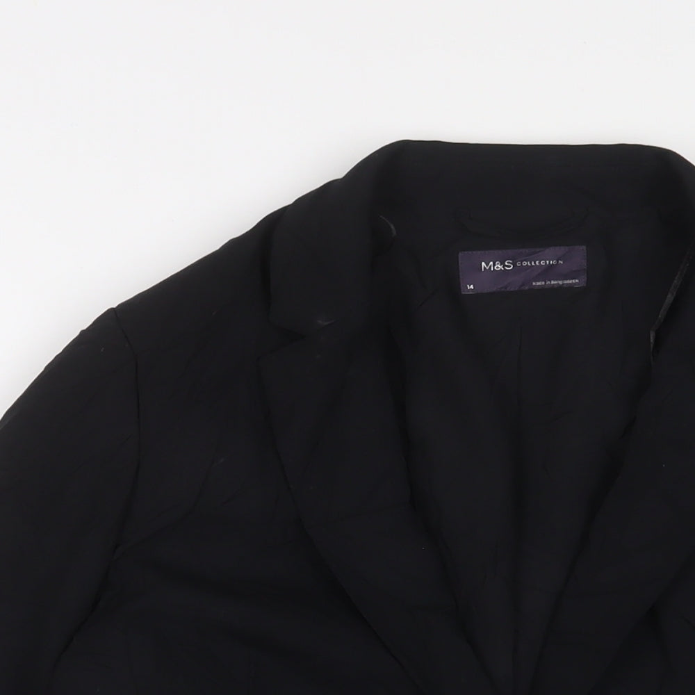 Marks and Spencer Womens Black Jacket Blazer Size 14 Button