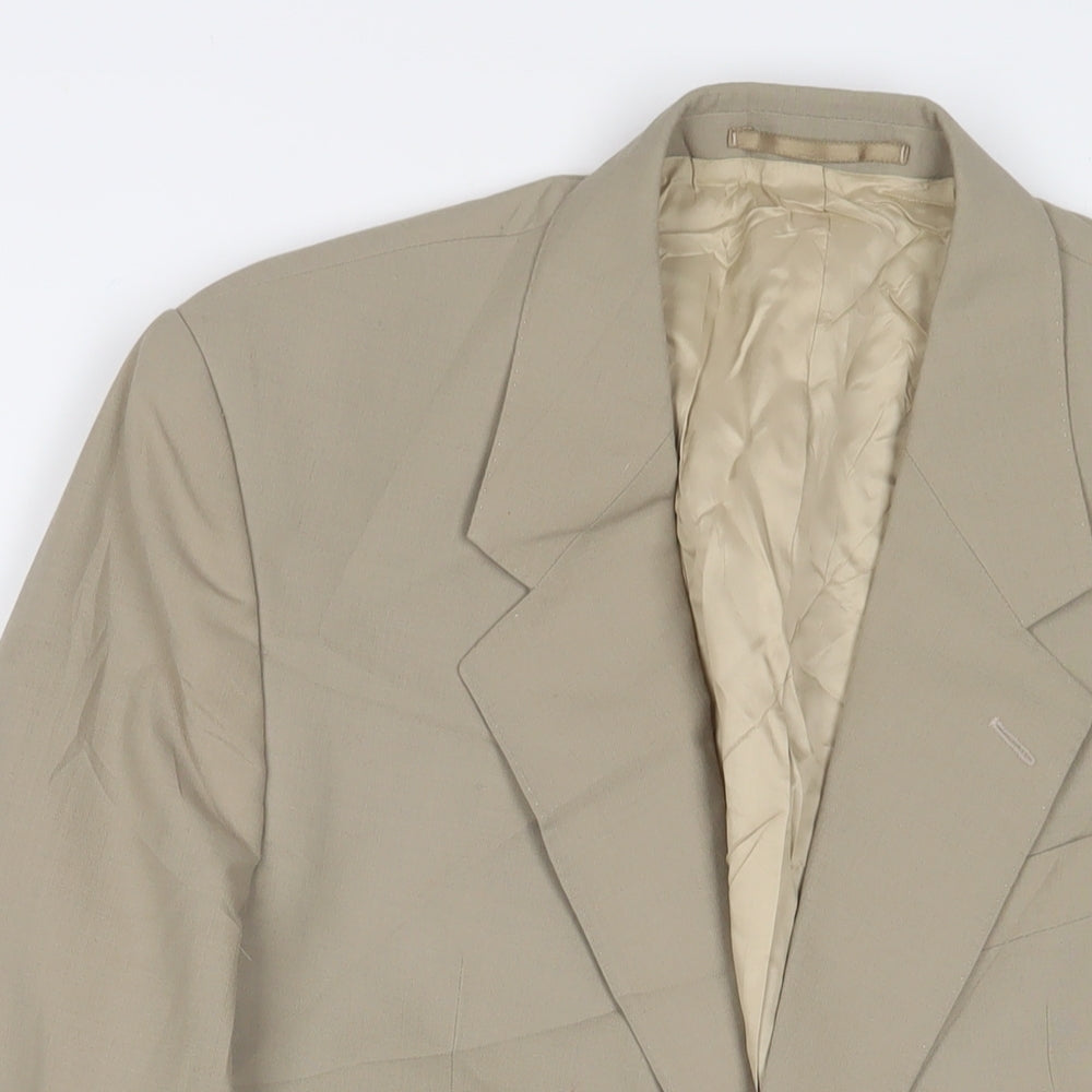 WHITE LOCKS Mens Beige Polyester Jacket Suit Jacket Size 40 Regular