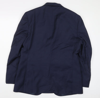 Back view of Autograph men’s blue polyester jacket suit jacket, size 42, regular
