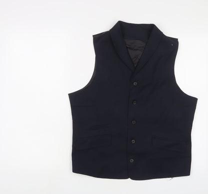 Additional front view of ASOS men’s blue polyester jacket suit waistcoat, size 42, regular