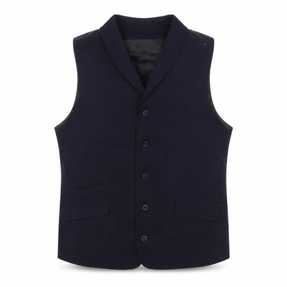Front view of ASOS men’s blue polyester jacket suit waistcoat, size 42, regular