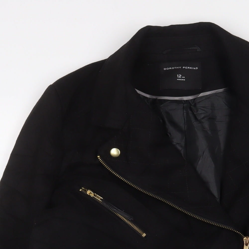 Dorothy Perkins Womens Black Overcoat Coat Size 12 Zip