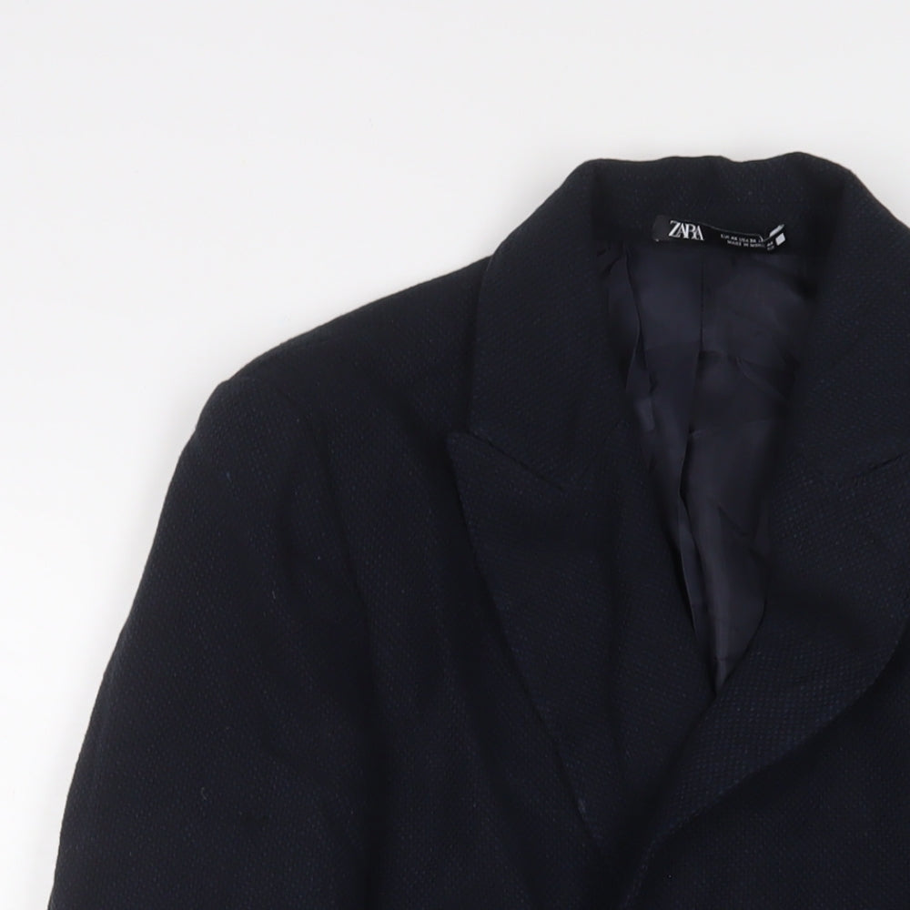 Zara Mens Blue Polyester Jacket Suit Jacket Size 36 Regular