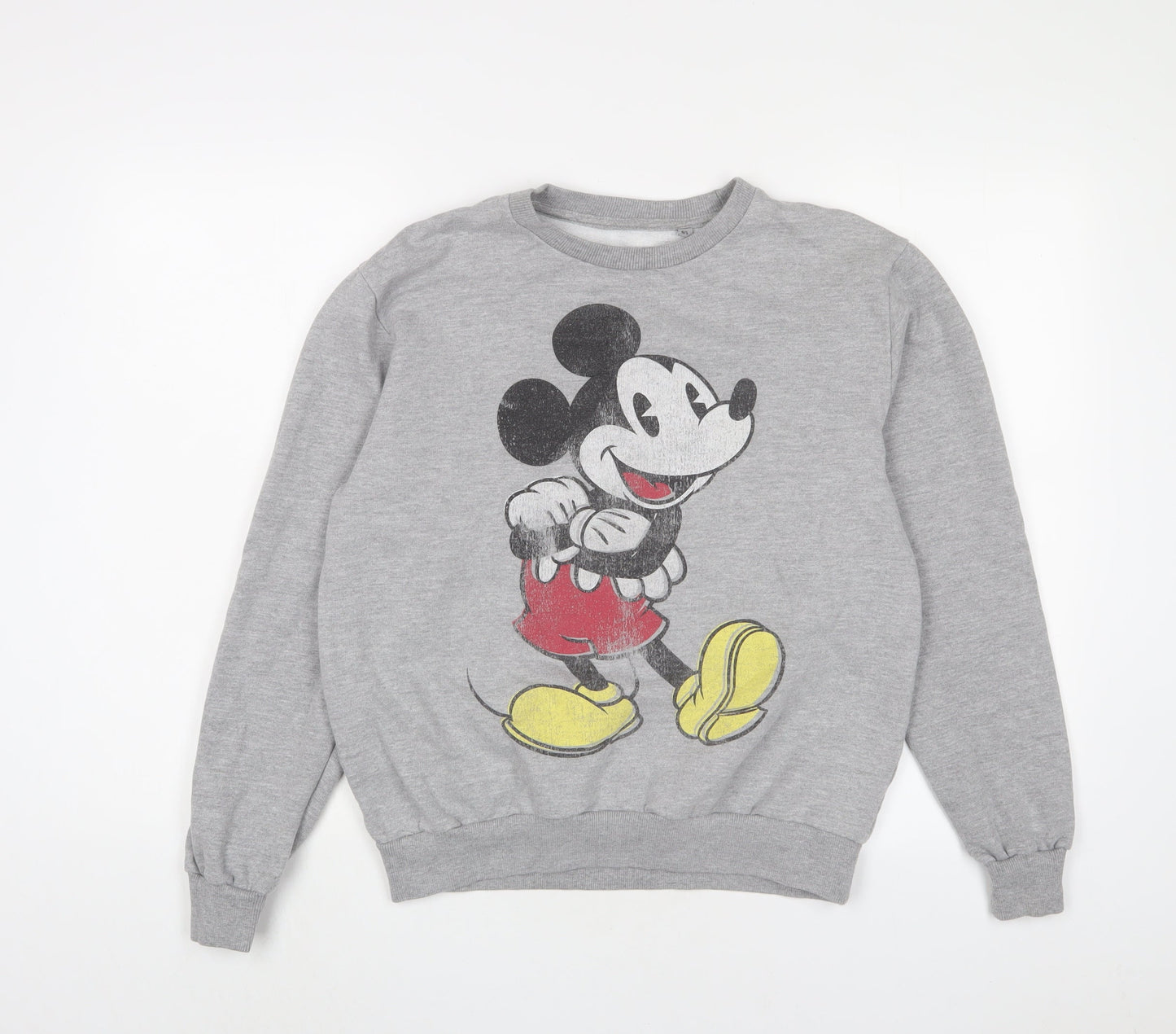 Mickey Mouse Womens Grey Cotton Pullover Sweatshirt Size 8 Pullover