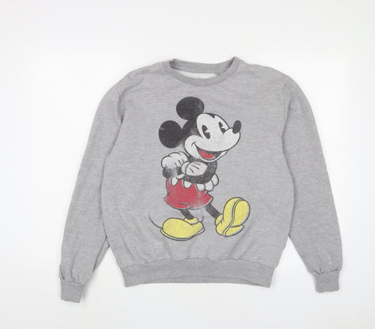 Mickey Mouse Womens Grey Cotton Pullover Sweatshirt Size 8 Pullover