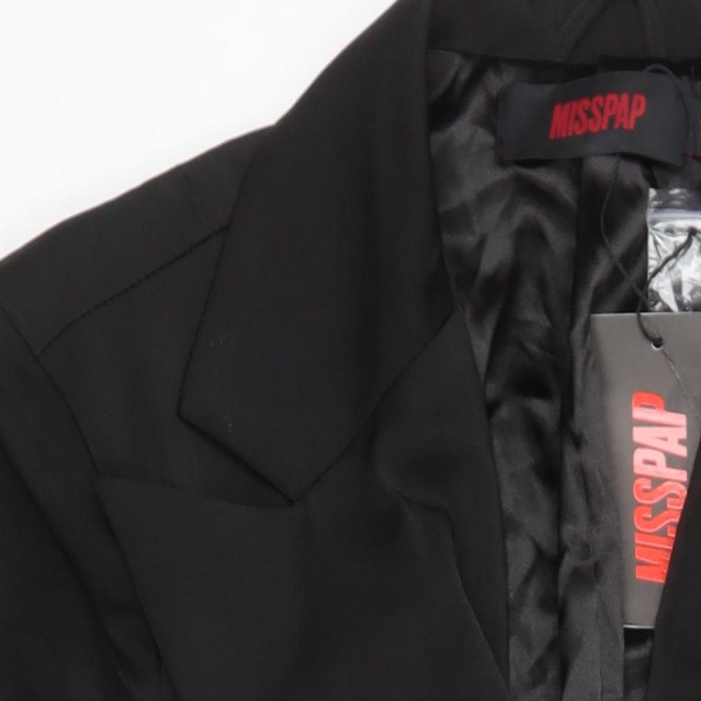Misshap Womens Black Jacket Blazer Size 12 Button - Cross Front Structured Blazer