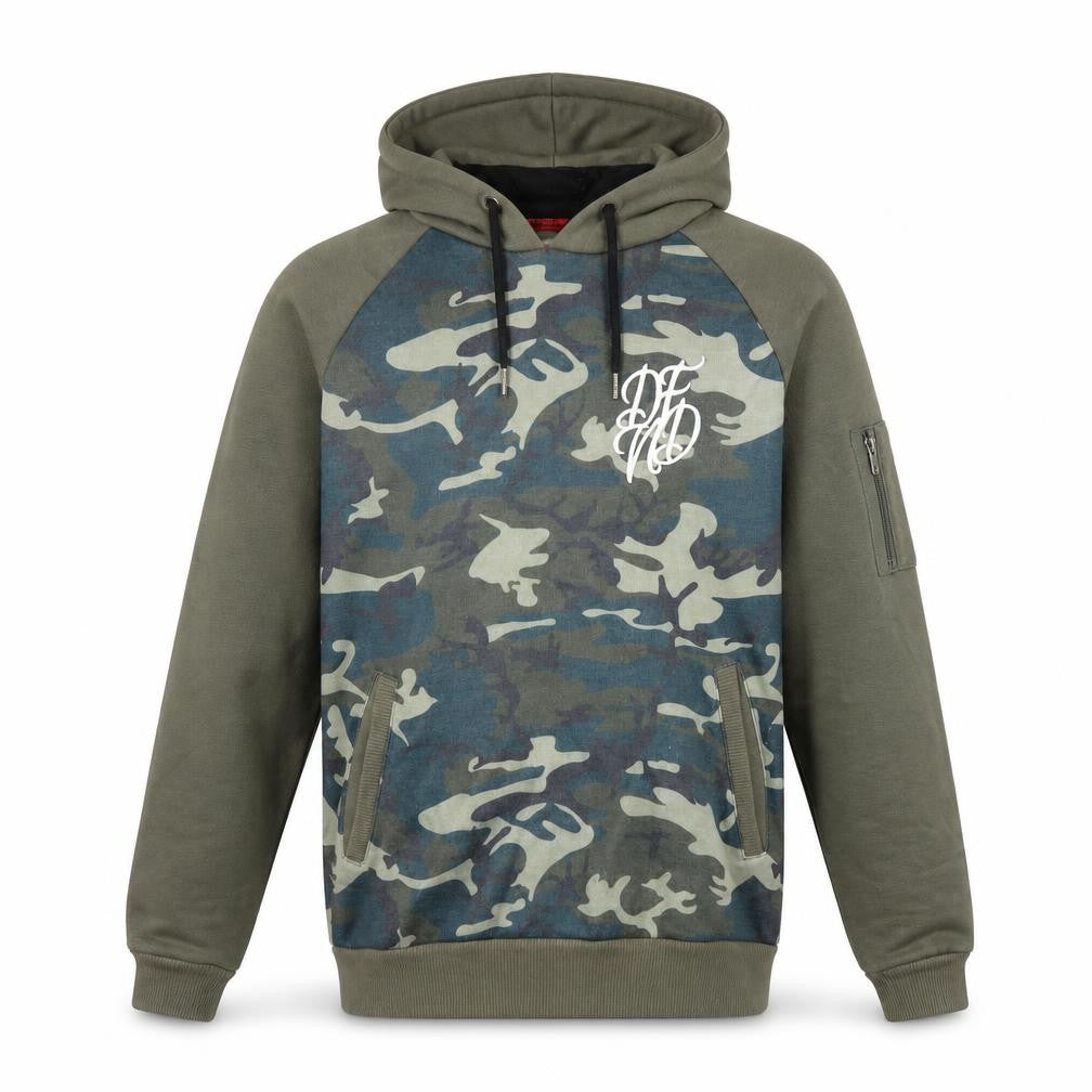 DFND Mens Multicoloured Camouflage Polyester Pullover Hoodie Size S