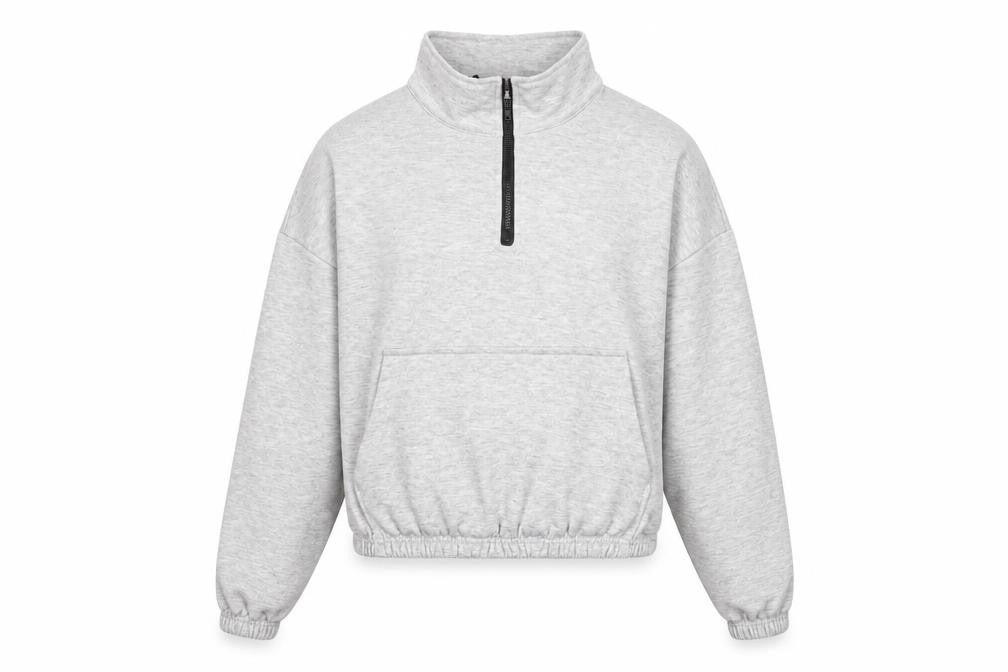 Zaful Womens Grey Cotton Pullover Sweatshirt Size 10 - Elasticated waist, Cropped