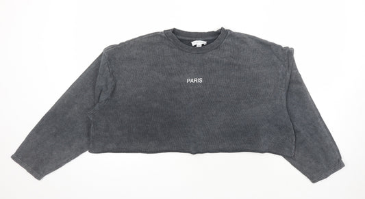 Topshop Womens Grey Cotton Pullover Sweatshirt Size 10 - Paris