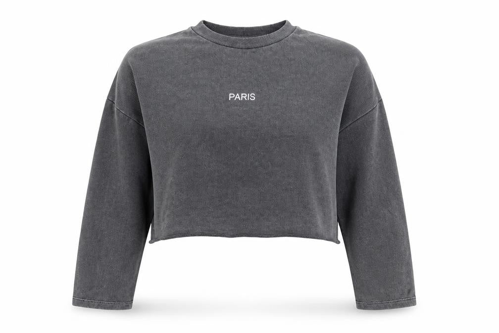 Topshop Womens Grey Cotton Pullover Sweatshirt Size 10 - Paris