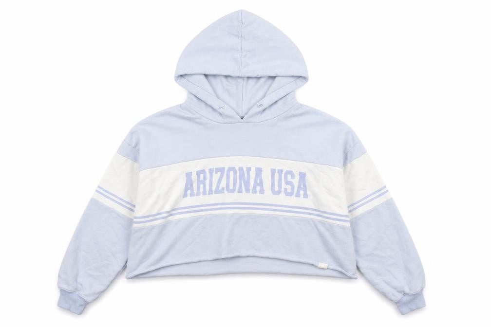 Pull & Bear Womens Blue Cotton Pullover Hoodie Size M - Cropped