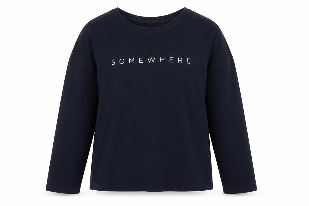 Mango Womens Blue Polyester Pullover Sweatshirt Size S