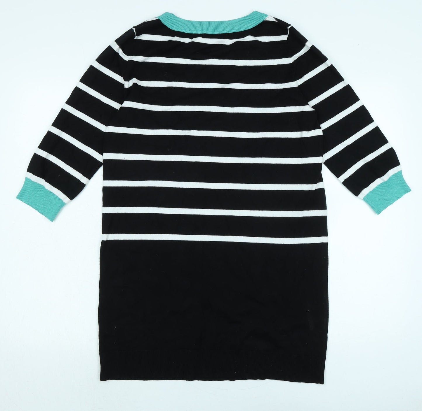 M&Co Womens Black Boat Neck Nylon Pullover Jumper Size 14