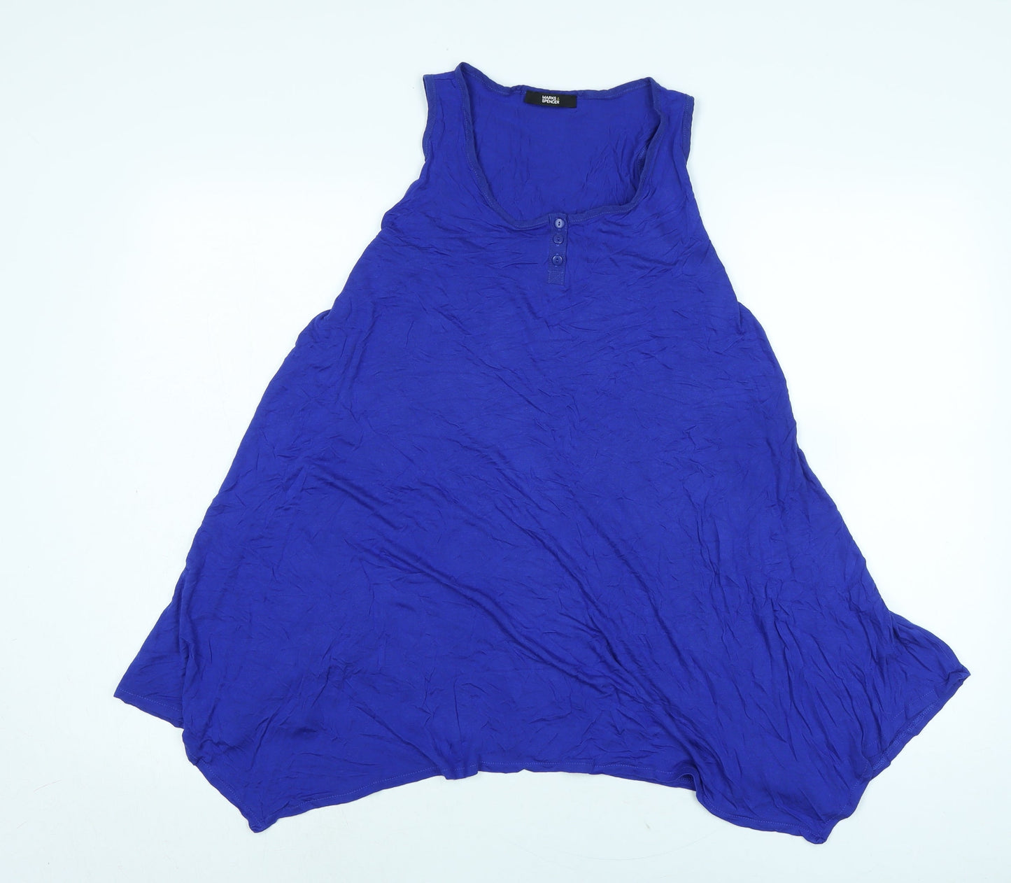Marks and Spencer Womens Blue Viscose Basic Tank Size 16 Boat Neck