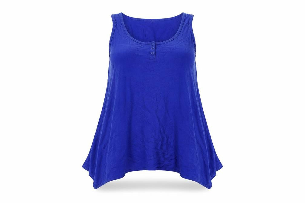 Marks & Spencer Womens Blue Viscose Basic Tank Size 16 Boat Neck