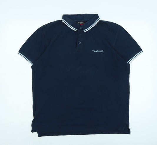 Pierre Carden Mens Blue Cotton T-Shirt Size L Collared