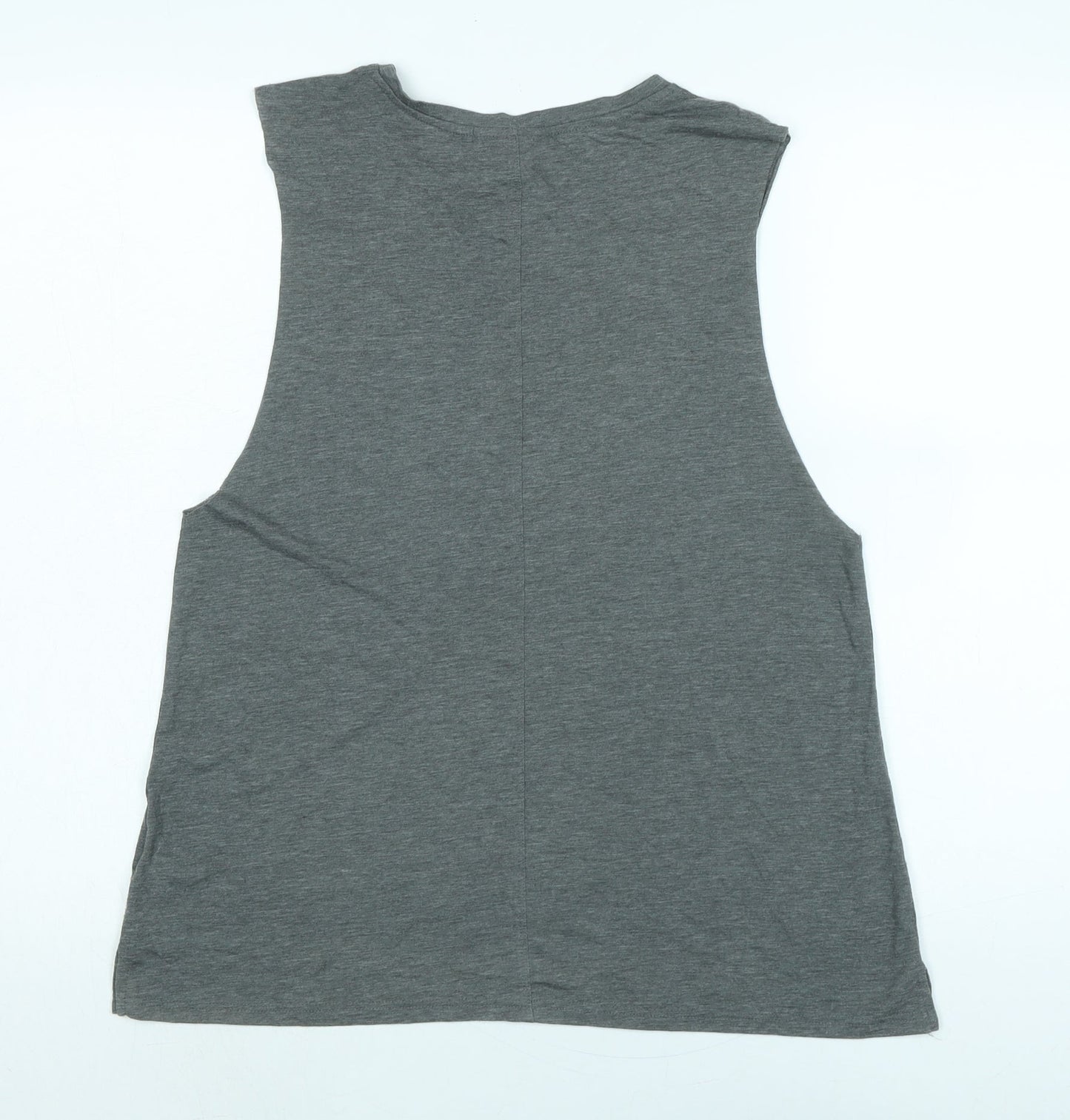 Topshop Womens Grey Cotton Basic Tank Size 12 Scoop Neck