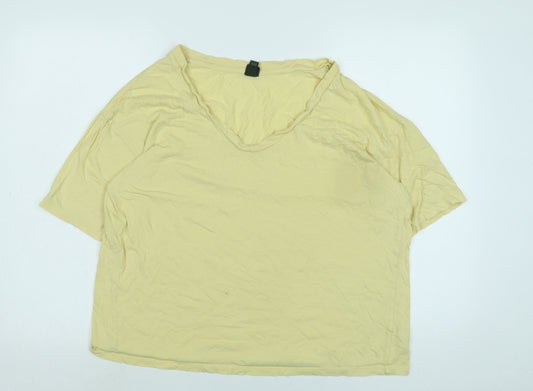 WILD FABLE Womens Yellow Cotton Basic T-Shirt Size XS V-Neck