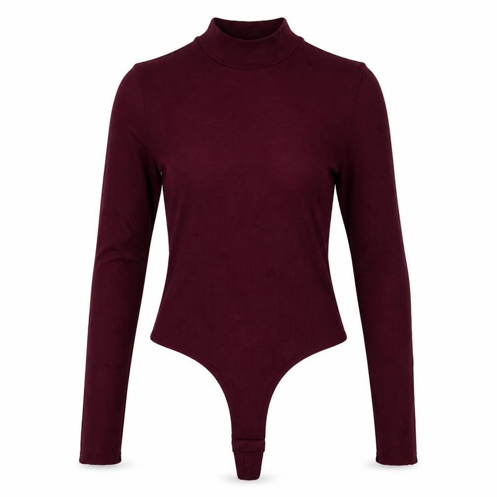 Fashion Nova Womens Red Elastane Basic T-Shirt Size M Mock Neck