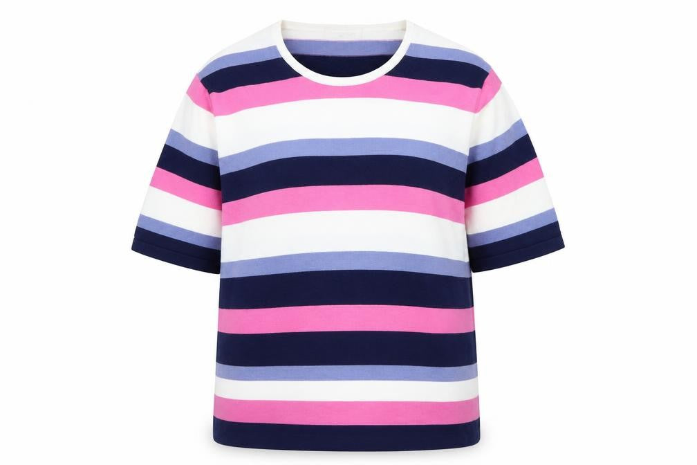 David Nieper Womens Multicoloured Crew Neck Striped Cotton Pullover Jumper Size 20