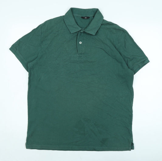 C&A Mens Green Cotton T-Shirt Size L Collared