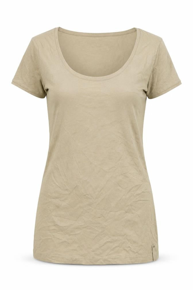 Stradivarius Womens Beige Cotton Basic T-Shirt Size S Scoop Neck