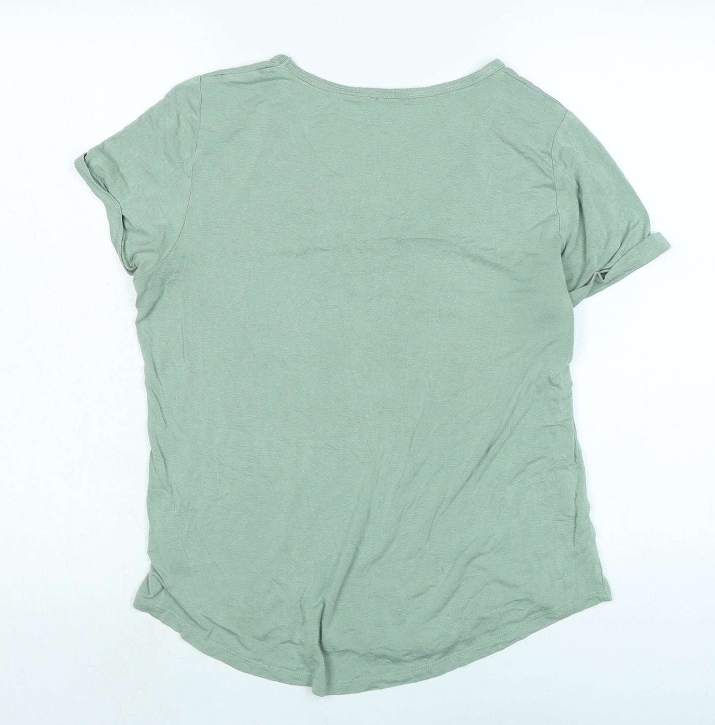 Dotti Womens Green Cotton Basic Polo Size M V-Neck