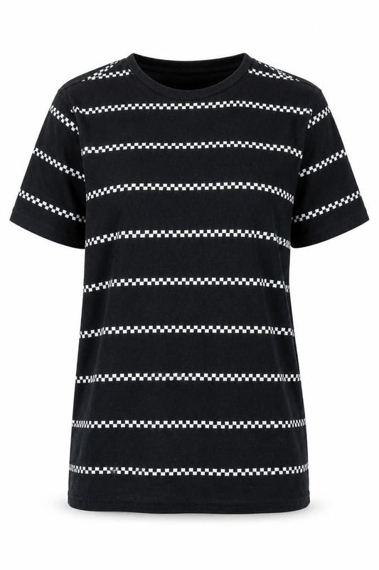 quidado con el pero Womens Black Cotton Basic T-Shirt Size M Crew Neck