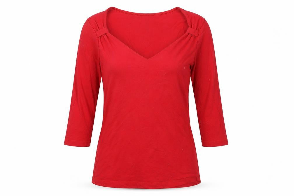Lk. Bennet Womens Red Cotton Basic T-Shirt One Size Sweetheart