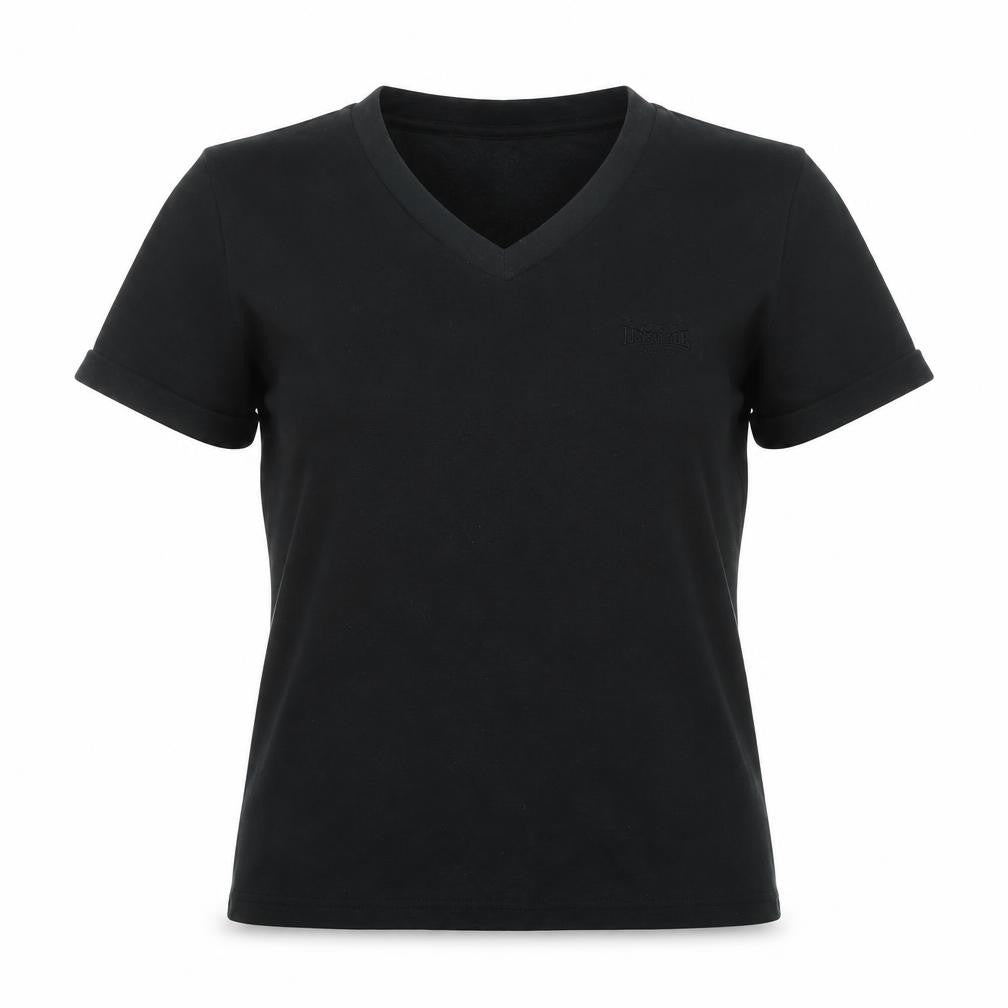 Lonsdale Womens Black Cotton Basic T-Shirt Size 10 V-Neck