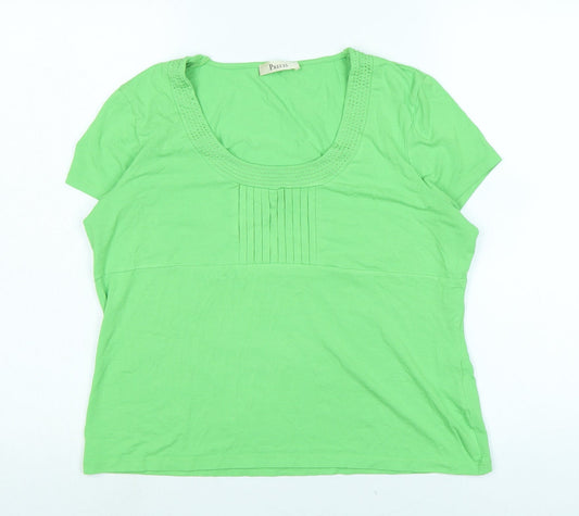 Precis Womens Green Viscose Basic T-Shirt Size L Scoop Neck
