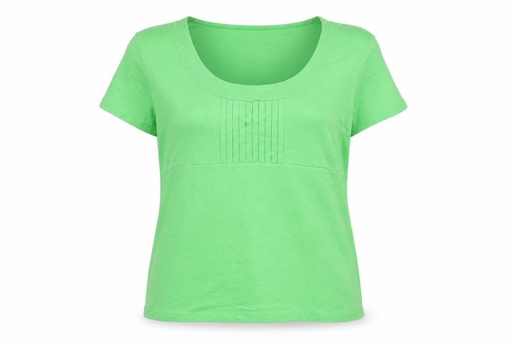 Precis Womens Green Viscose Basic T-Shirt Size L Scoop Neck
