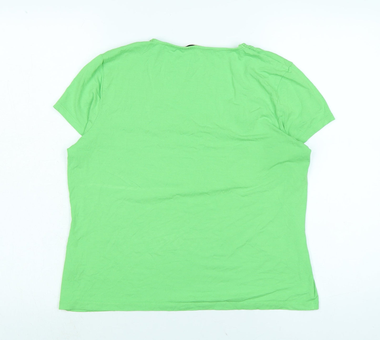 Precis Womens Green Viscose Basic T-Shirt Size L Scoop Neck