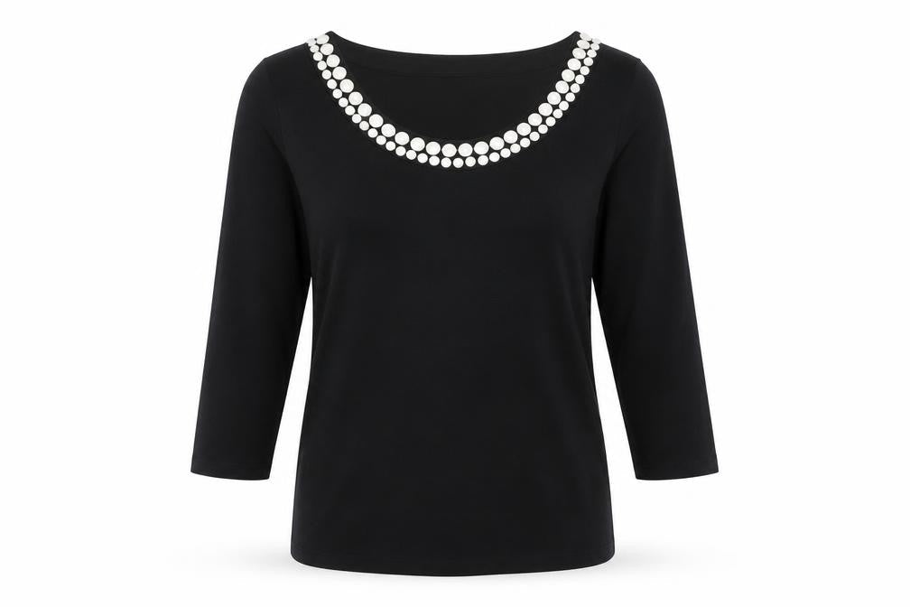 LK Bennet Womens Black Viscose Jersey T-Shirt Size XS Scoop Neck