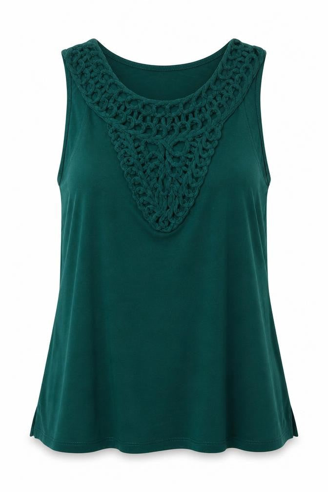 H&M Womens Green Polyester Basic Tank Size S Boat Neck