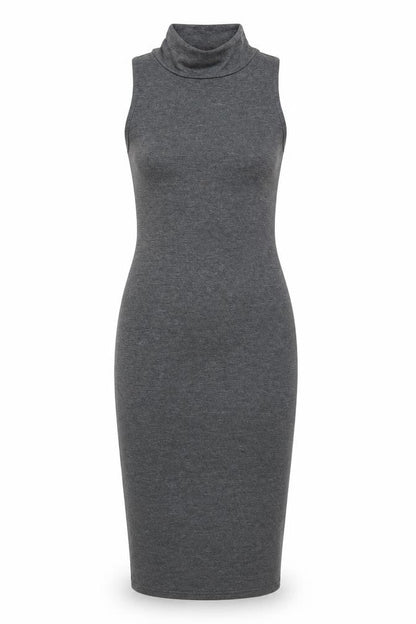 Boohoo Womens Grey Cotton Bodycon Size 10 Mock Neck