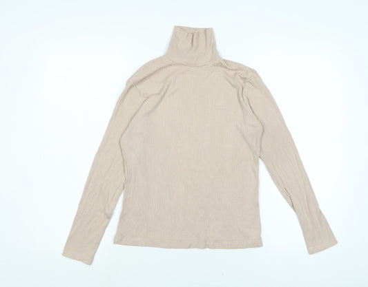 H&M Womens Pink High Neck Cotton Pullover Jumper Size M